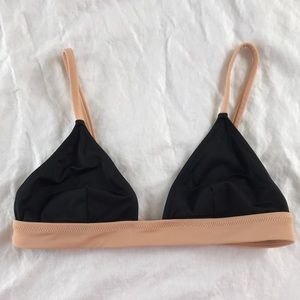 SOLID & STRIPED Morgan Nude Black Bikini Top